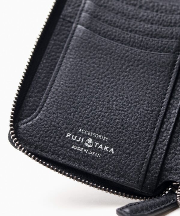 L字ファスナー セミ長財布 本革 メンズ クロ FUJITAKA