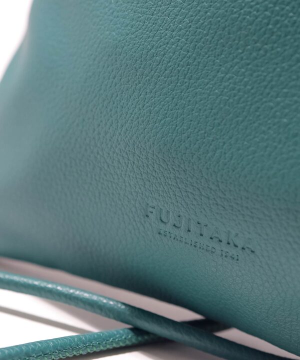 レザー巾着バッグ ショルダーバッグ 本革 ミニ メンズ グリーン FUJITAKA