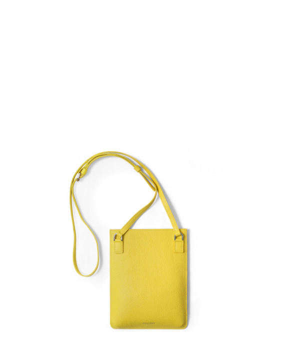 Chèvre all-leather smartphone shoulder bag (Goat Leather), Yellow