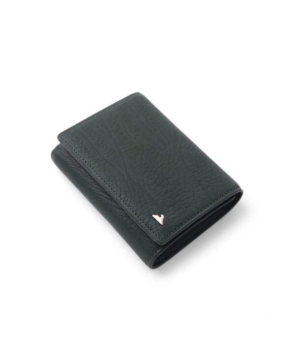 風琴マチ 三つ折り財布 本革 メンズ グリーン FUJITAKA