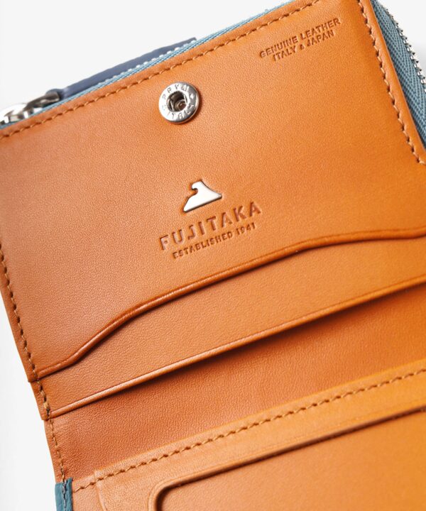 パスポケット付き 小銭入れ 財布 本革 メンズ ブルー FUJITAKA