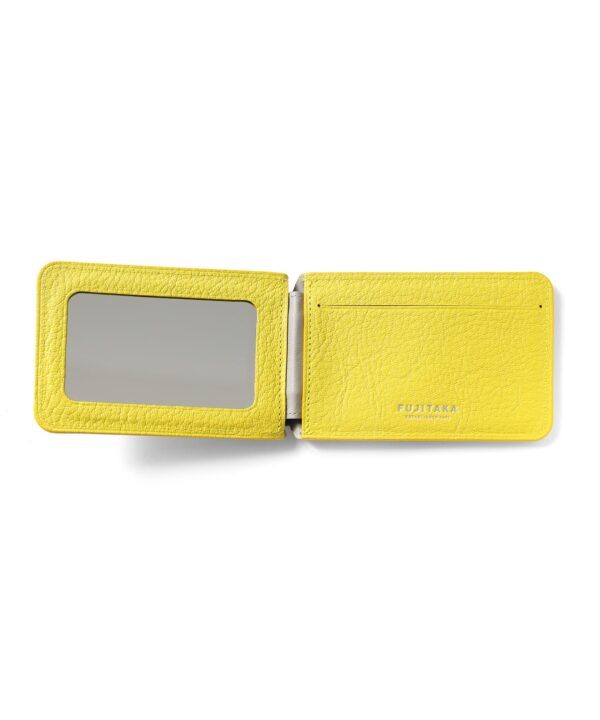 スマホスタンド機能付き カードケース Magsafe ゴートレザー 本革 メンズ イエロー FUJITAKA
