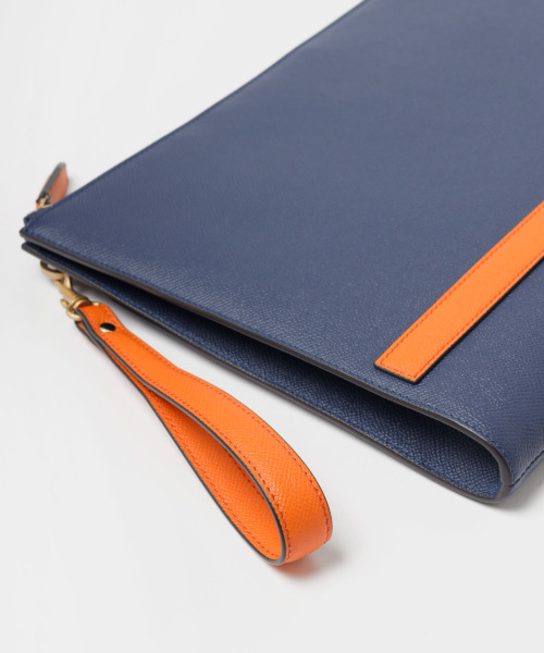 レザークラッチバッグ A4 本革 ワープロラックス カーフレザー メンズ インクブルー NO CHASER FUJITAKA